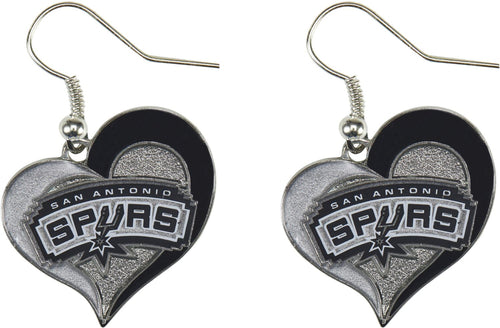 WHOLESALE SAN ANTONIO SPURS SWIRL HEART EARRINGS