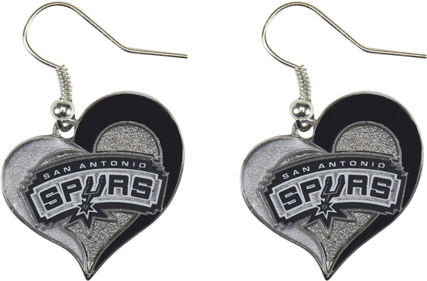 WHOLESALE SAN ANTONIO SPURS SWIRL HEART EARRINGS