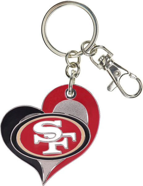 WHOLESALE SAN FRANCISCO 49ERS SWIRL HEART KEYCHAIN