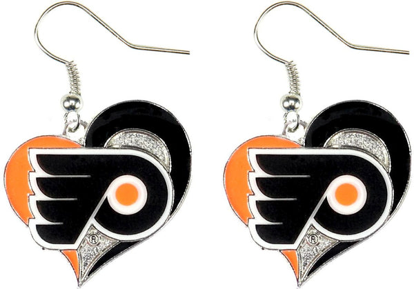 WHOLESALE PHILADELPHIA FLYERS SWIRL HEART EARRINGS
