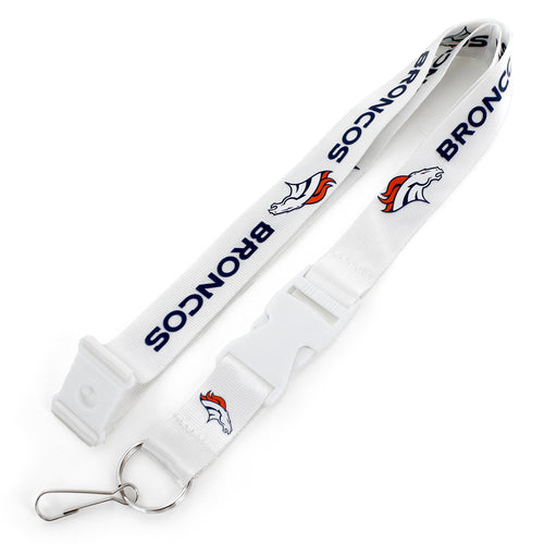 WHOLESALE DENVER BRONCOS (WHITE W/WHT BUCKLE) TEAM LANYARD