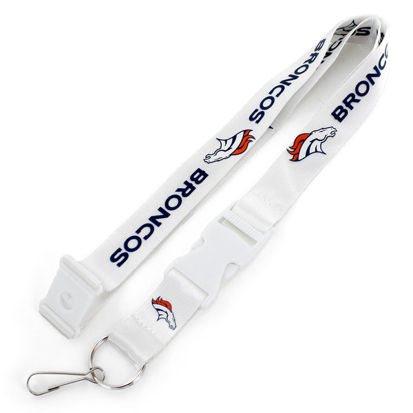 WHOLESALE DENVER BRONCOS (WHITE W/WHT BUCKLE) TEAM LANYARD