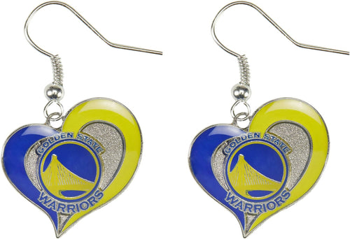 WHOLESALE GOLDEN STATE WARRIORS SWIRL HEART EARRINGS