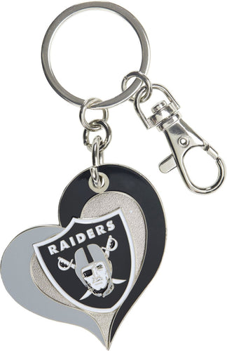 WHOLESALE LAS VEGAS RAIDERS SWIRL HEART KEYCHAIN