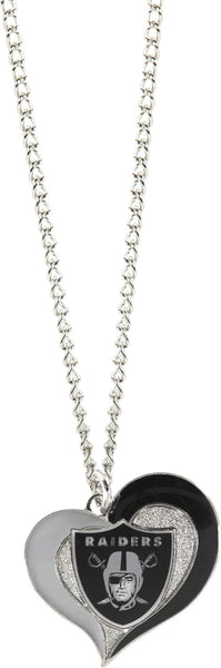WHOLESALE LAS VEGAS RAIDERS SWIRL HEART NECKLACE