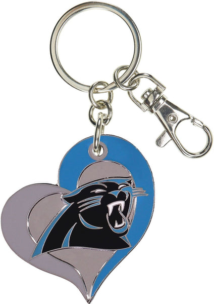 WHOLESALE CAROLINA PANTHERS SWIRL HEART KEYCHAIN