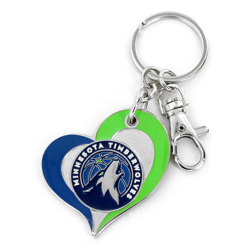 WHOLESALE MINNESOTA TIMBERWOLVES SWIRL HEART KEYCHAIN