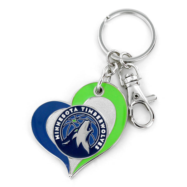 WHOLESALE MINNESOTA TIMBERWOLVES SWIRL HEART KEYCHAIN