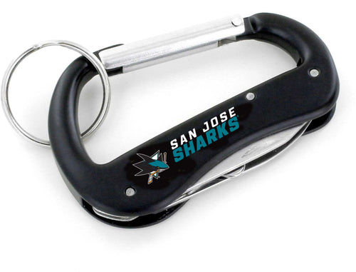 WHOLESALE SAN JOSE SHARKS CARABINER MULTI TOOL KEYCHAIN (SP)