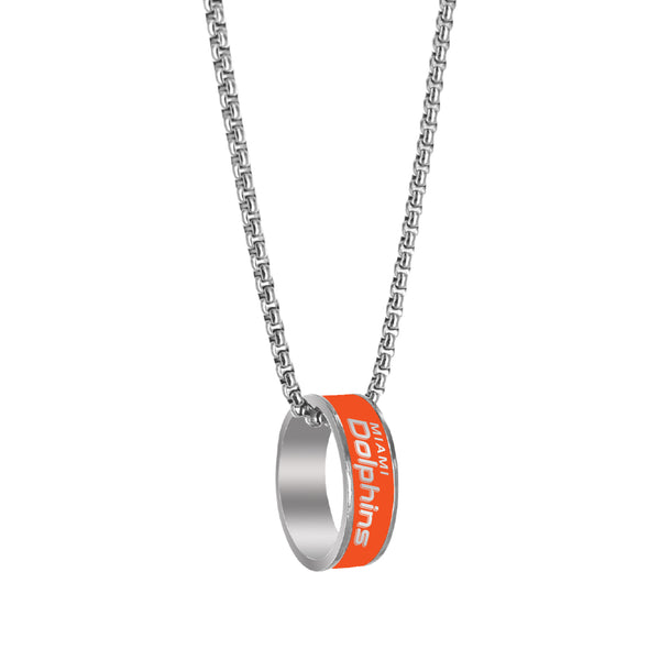WHOLESALE MIAMI DOLPHINS (SILVER) FASHION RING PENDANT NECKLACE