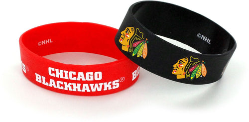 CHICAGO BLACKHAWKS WIDE BRACELETS (2 PACK) (WORD MARK IN WHITE)