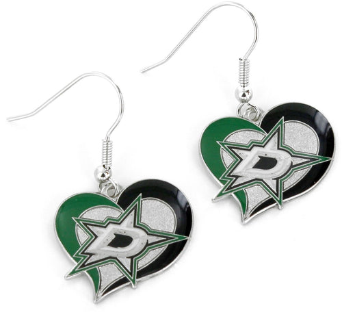 WHOLESALE DALLAS STARS SWIRL HEART EARRINGS