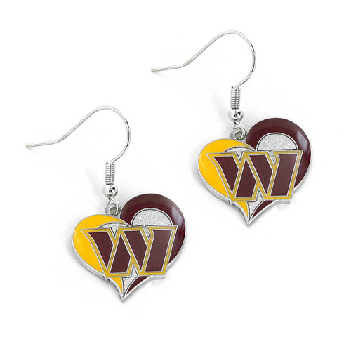 WHOLESALE WASHINGTON COMMANDERS SWIRL HEART EARRINGS