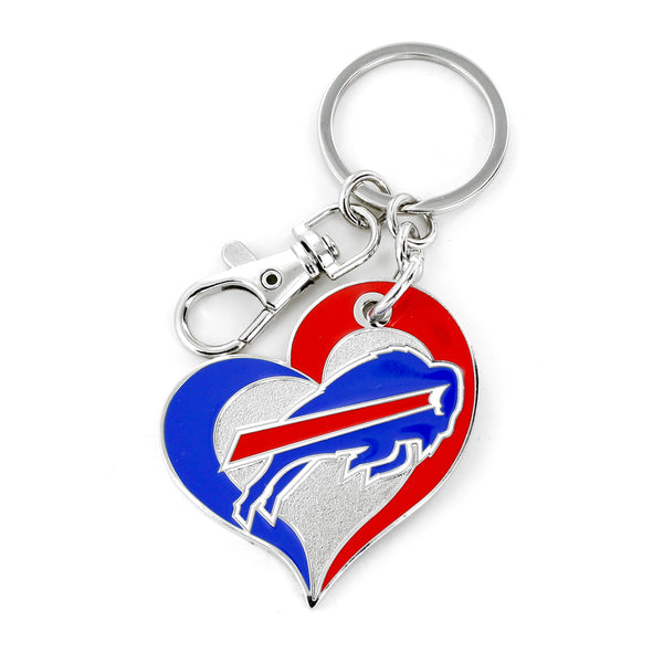 WHOLESALE BUFFALO BILLS SWIRL HEART KEYCHAIN