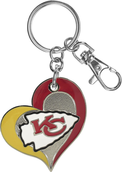 WHOLESALE KANSAS CITY CHIEFS SWIRL HEART KEYCHAIN
