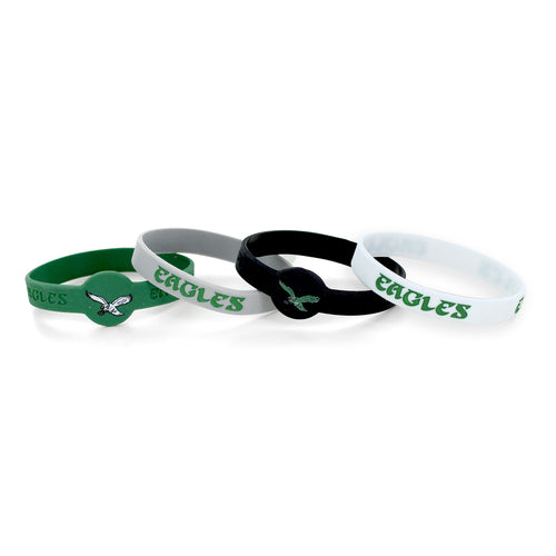 WHOLESALE PHILADELPHIA EAGLES THROWBACK SILICONE BRACELETS 4-PK