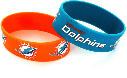 WHOLESALE MIAMI DOLPHINS WIDE BRACELETS (2-PACK)