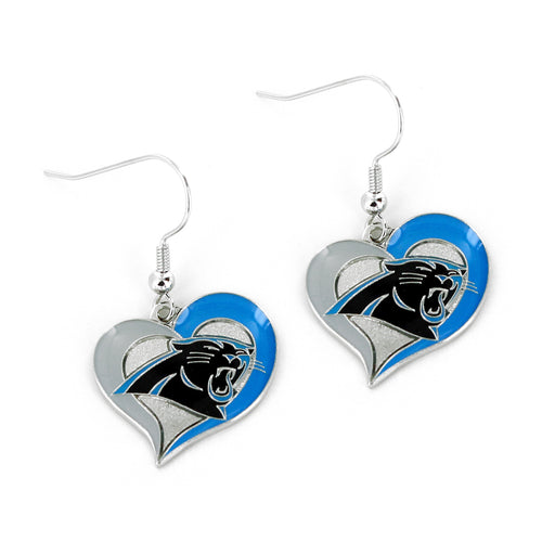 WHOLESALE CAROLINA PANTHERS SWIRL HEART EARRINGS