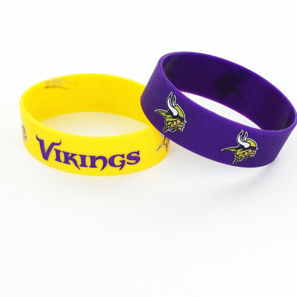 WHOLESALE MINNESOTA VIKINGS WIDE BRACELETS (2-PACK)
