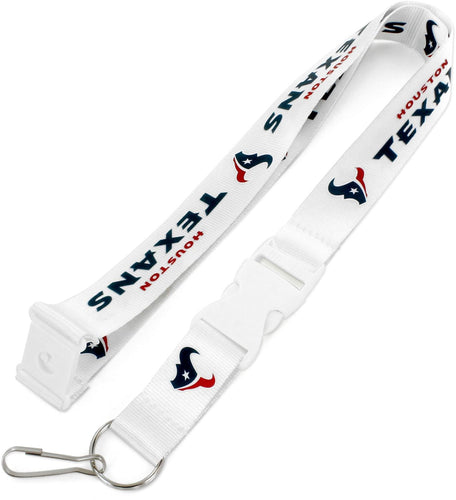 WHOLESALE HOUSTON TEXANS (WHITE W/WHT BUCKLE) TEAM LANYARD