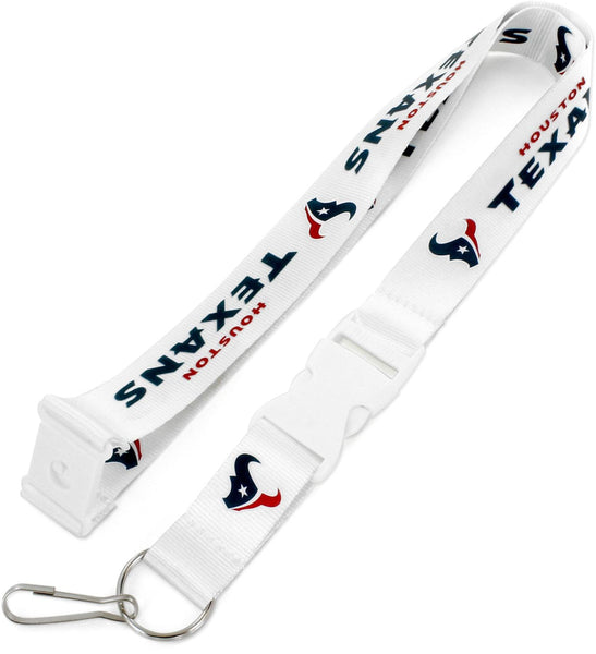 WHOLESALE HOUSTON TEXANS (WHITE W/WHT BUCKLE) TEAM LANYARD