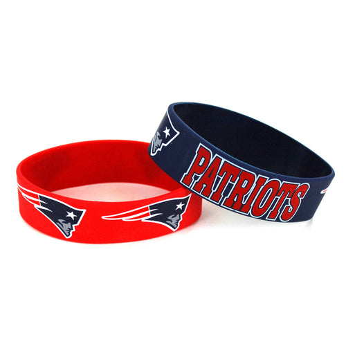 WHOLESALE NEW ENGLAND PATRIOTS WIDE BRACELETS (2-PACK)