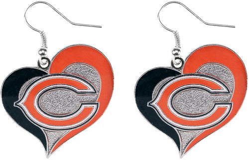 CHICAGO BEARS SWIRL HEART EARRINGS