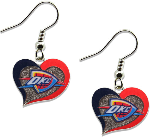 WHOLESALE OKLAHOMA CITY THUNDER SWIRL HEART EARRINGS