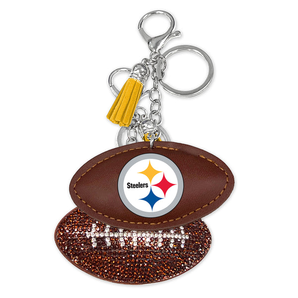 PITTSBURGH STEELERS RHINESTONE PUFF KEYCHAIN