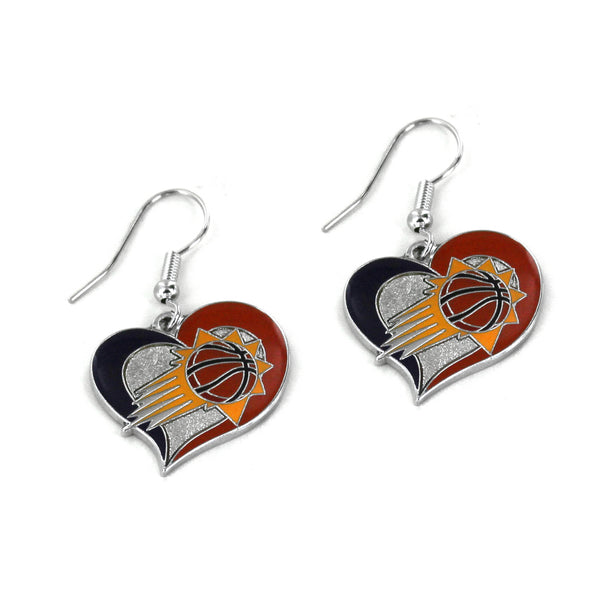 WHOLESALE PHOENIX SUNS SWIRL HEART EARRINGS