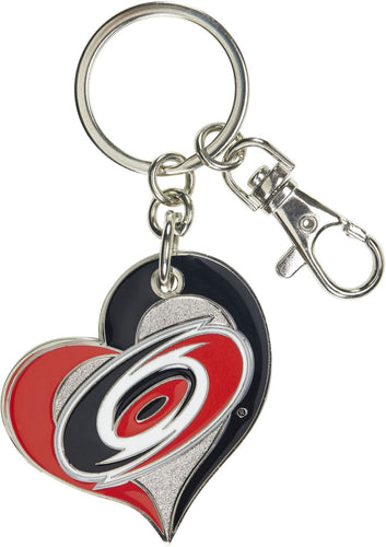 WHOLESALE CAROLINA HURRICANES SWIRL HEART KEYCHAIN
