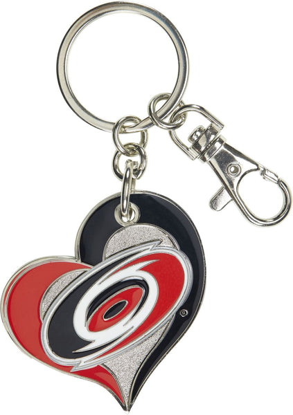 WHOLESALE CAROLINA HURRICANES SWIRL HEART KEYCHAIN