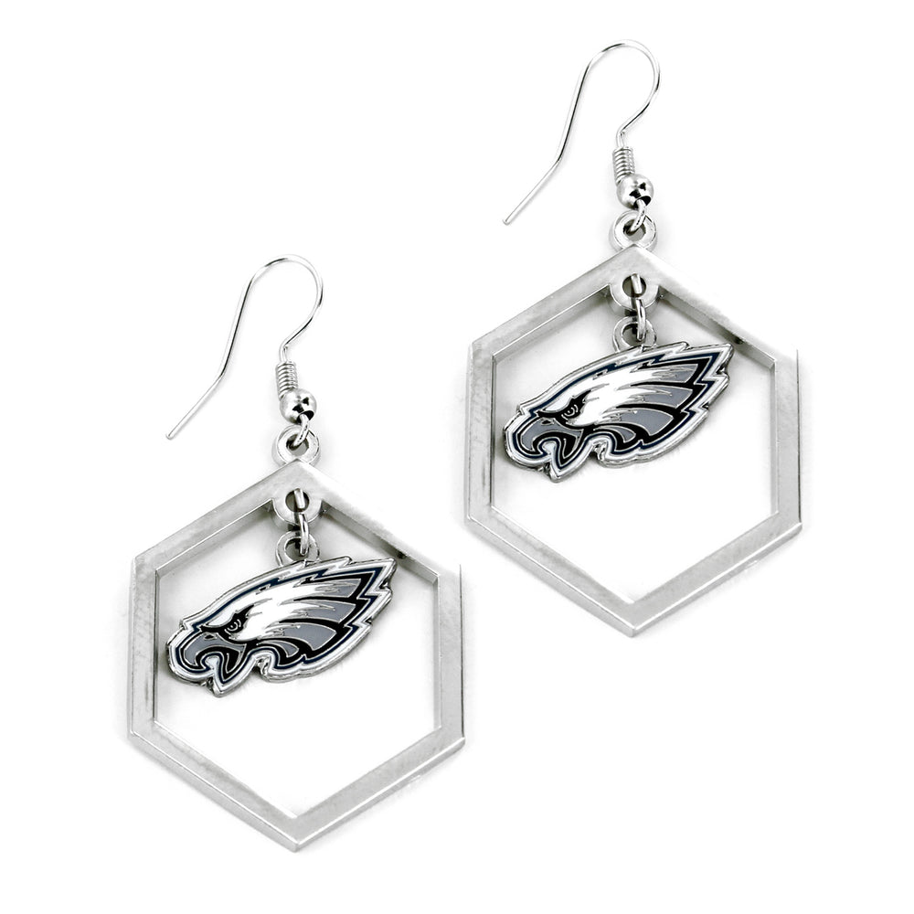 PHILADELPHIA EAGLES HEXAGON CUTOUT EARRING