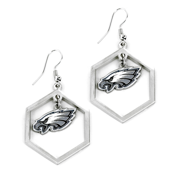 PHILADELPHIA EAGLES HEXAGON CUTOUT EARRING