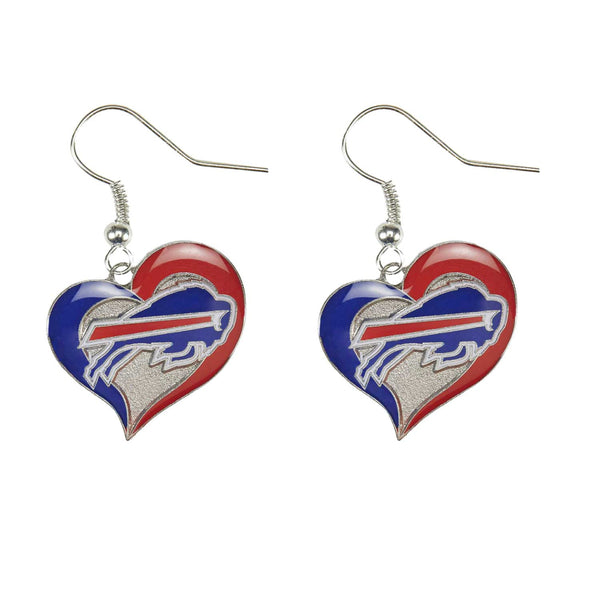 WHOLESALE BUFFALO BILLS SWIRL HEART EARRINGS