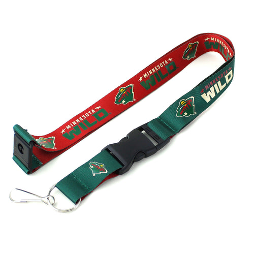 WHOLESALE MINNESOTA WILD (GREEN/RED) REVERSIBLE LANYARD
