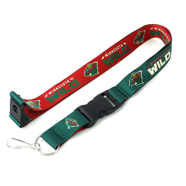 WHOLESALE MINNESOTA WILD (GREEN/RED) REVERSIBLE LANYARD