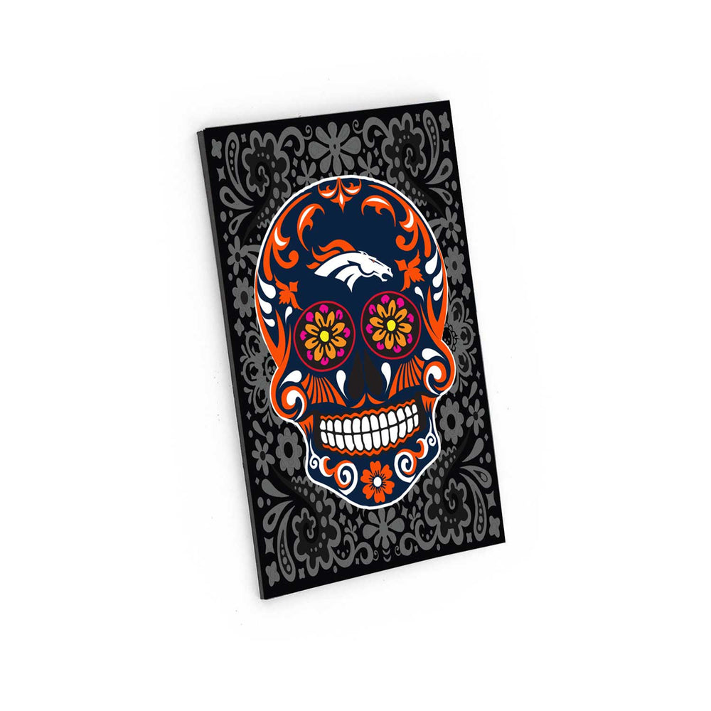 DENVER BRONCOS SUGAR SKULL PATTERN MAGNET
