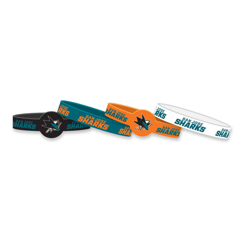 WHOLESALE SAN JOSE SHARKS SILICONE BRACELET 4-PACK