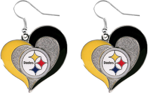 WHOLESALE PITTSBURGH STEELERS SWIRL HEART EARRINGS