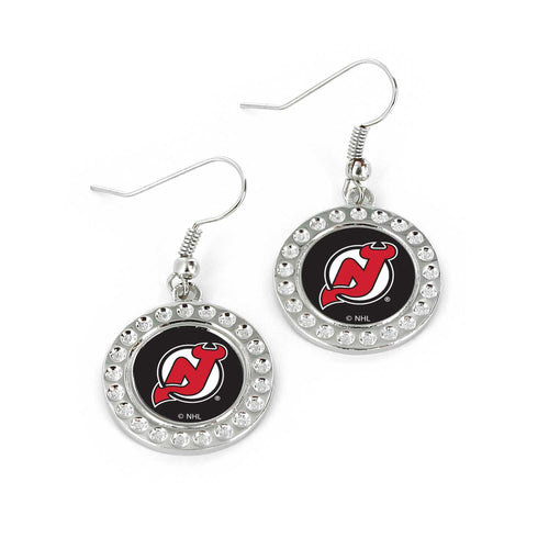 WHOLESALE NEW JERSEY DEVILS DIMPLE EARRINGS (FJ-1080)