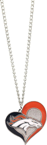 WHOLESALE DENVER BRONCOS SWIRL HEART NECKLACE