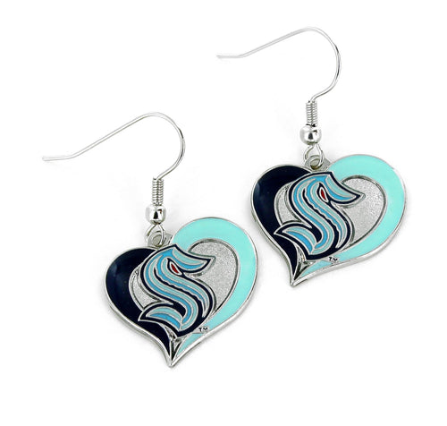 WHOLESALE SEATTLE KRAKEN SWIRL HEART EARRINGS