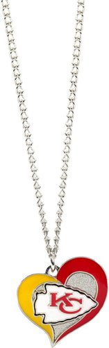 WHOLESALE KANSAS CITY CHIEFS SWIRL HEART NECKLACE
