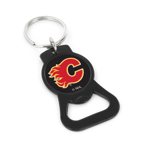 WHOLESALE CALGARY FLAMES (BLACK) BOTTLE OPENER KEYCHAIN