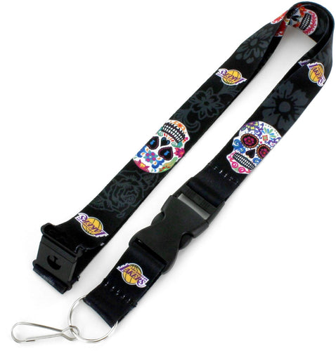 WHOLESALE LOS ANGELES LAKERS (BLACK) SUGAR SKULL LANYARD