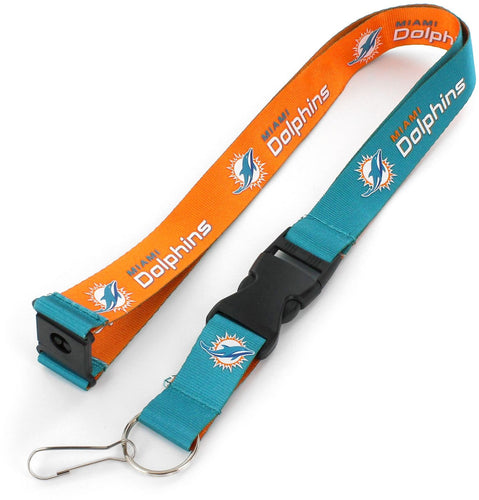 WHOLESALE MIAMI DOLPHINS (TEAL/ORANGE) REVERSIBLE LANYARD