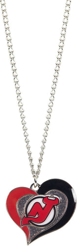 WHOLESALE NEW JERSEY DEVILS SWIRL HEART NECKLACE