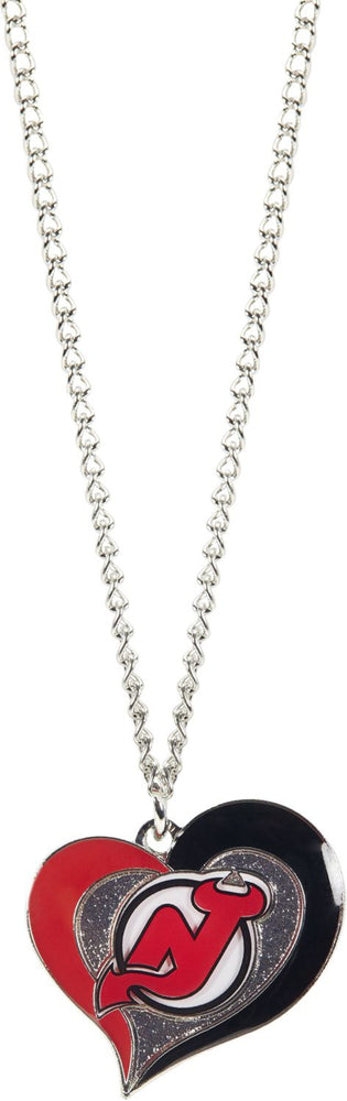 NEW JERSEY DEVILS SWIRL HEART NECKLACE