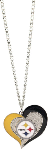 WHOLESALE PITTSBURGH STEELERS SWIRL HEART NECKLACE